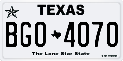 TX license plate BGO4070
