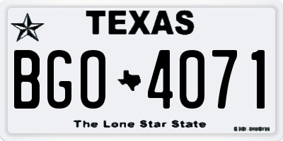 TX license plate BGO4071