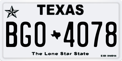 TX license plate BGO4078
