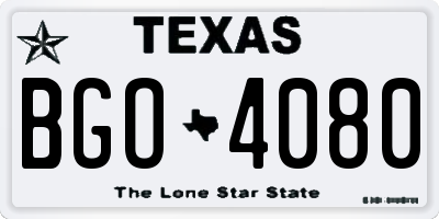 TX license plate BGO4080