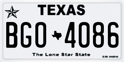 TX license plate BGO4086