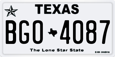TX license plate BGO4087