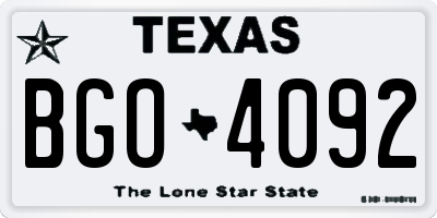 TX license plate BGO4092