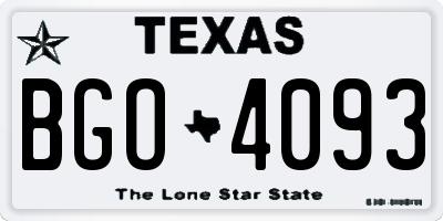 TX license plate BGO4093