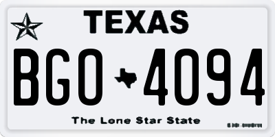 TX license plate BGO4094