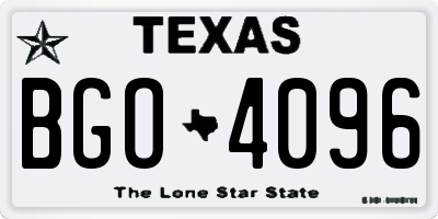 TX license plate BGO4096
