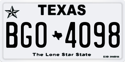 TX license plate BGO4098