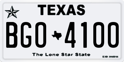 TX license plate BGO4100
