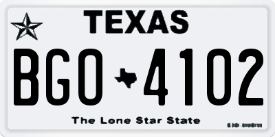 TX license plate BGO4102