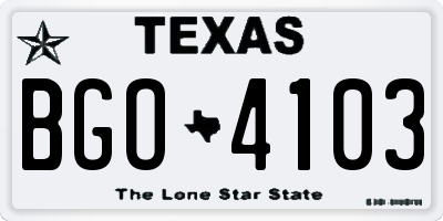 TX license plate BGO4103