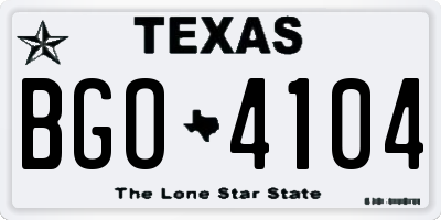 TX license plate BGO4104