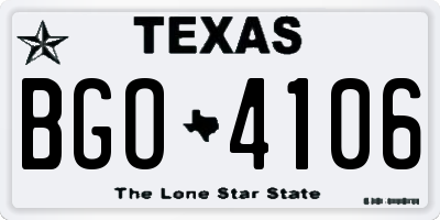 TX license plate BGO4106
