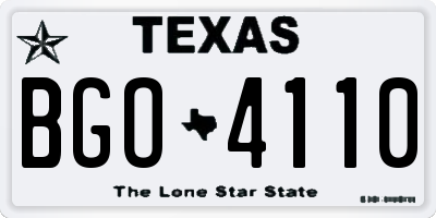 TX license plate BGO4110