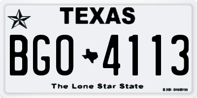 TX license plate BGO4113