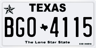 TX license plate BGO4115
