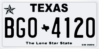 TX license plate BGO4120