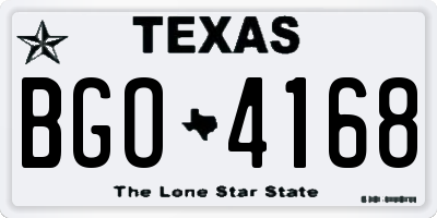 TX license plate BGO4168