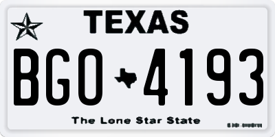 TX license plate BGO4193