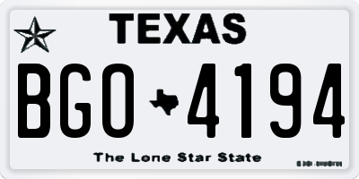 TX license plate BGO4194