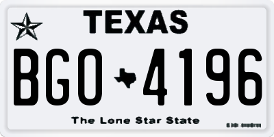 TX license plate BGO4196