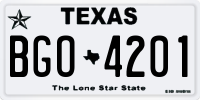 TX license plate BGO4201