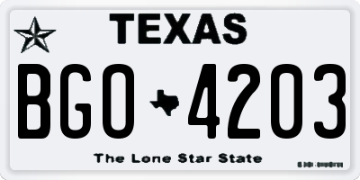 TX license plate BGO4203