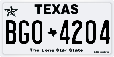 TX license plate BGO4204