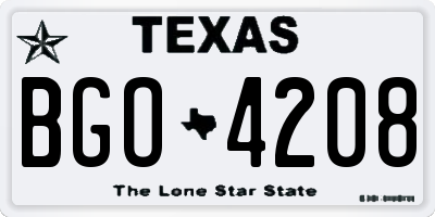 TX license plate BGO4208
