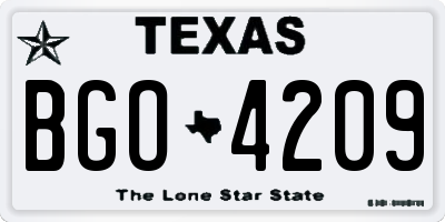 TX license plate BGO4209
