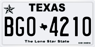 TX license plate BGO4210