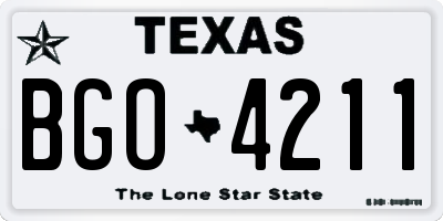 TX license plate BGO4211