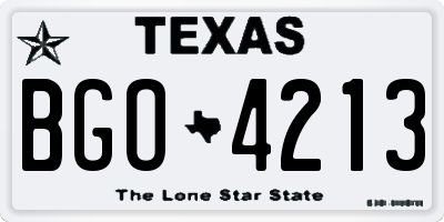 TX license plate BGO4213