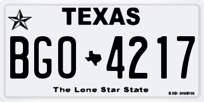 TX license plate BGO4217