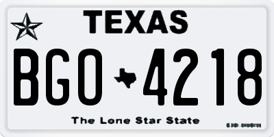 TX license plate BGO4218