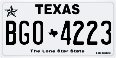 TX license plate BGO4223