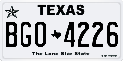 TX license plate BGO4226