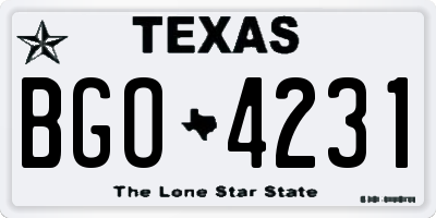 TX license plate BGO4231
