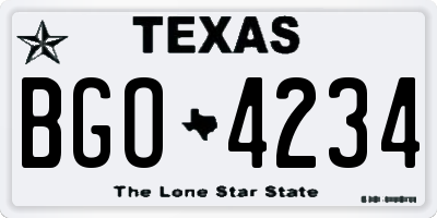 TX license plate BGO4234
