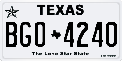 TX license plate BGO4240