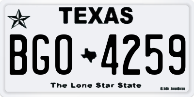 TX license plate BGO4259