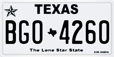 TX license plate BGO4260