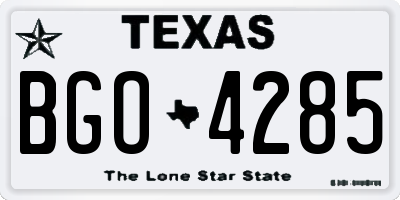 TX license plate BGO4285
