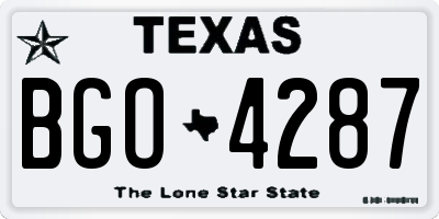 TX license plate BGO4287