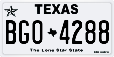 TX license plate BGO4288