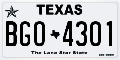 TX license plate BGO4301