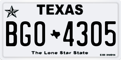 TX license plate BGO4305