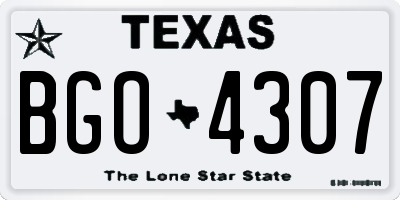 TX license plate BGO4307