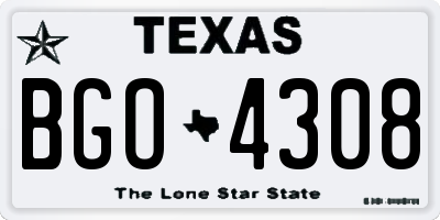 TX license plate BGO4308
