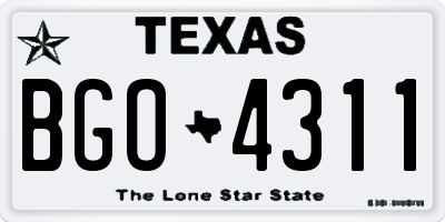 TX license plate BGO4311