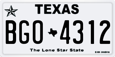 TX license plate BGO4312